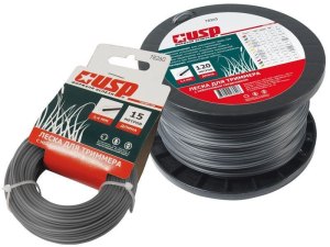 Леска для триммера с нейлоновым сердечником, длина 15 м, профиль - круг, диаметр 2.4 мм