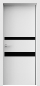 Дверь межкомнатная Твин plus черное стекло лакобель Snow Soft 60*2000