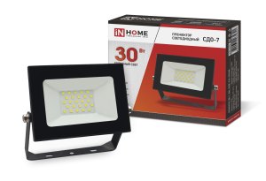 Прожектор светодиодный IN HOME СДО-7 30Вт 230В 6500К IP65 черный