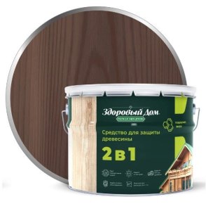 Деревозащитное средство Здоровый Дом 2в1 Палисандр 9л Л-С