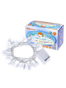 Гирлянда светодиод Снежинки 5м 50 LED 8 реж. многоцвет., прозр. шнур 250В TDM