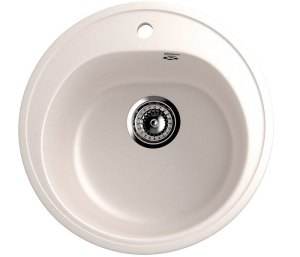 Мойка композит.Ulgran U-101 КРУГЛАЯ 331 белый 500*500*180  с сифоном