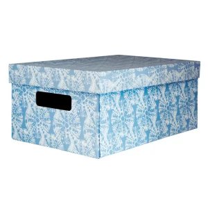 Коробка складная 370х270х170 р. L  Nature Sea с крышкой  картон  цв. белый голубой SZ-01 L NH