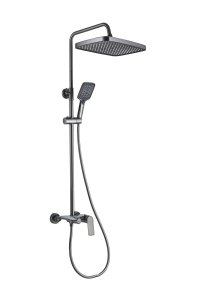 Душевая стойка со смесителем Веллар, оружейная сталь, латунь, EvaGold
