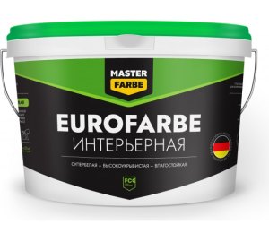 Краска ВД "Masterfarbe" Eurofarbe влагостойкая высокоукрывистая супербелая , 14кг