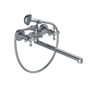 Смеситель д/ванны с 2-мя рукоятками с изливом L-35см. перекл.душа 123130-GR