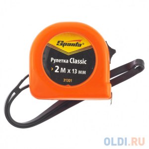 Рулетка Classic 2 м х 13 мм, пластиковый корпус// Sparta