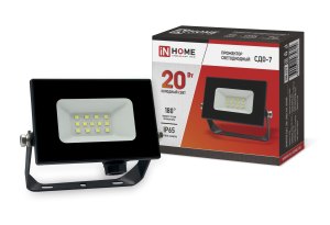 Прожектор светодиодный IN HOME СДО-7 20Вт 230В 6500К IP65 черный