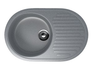 Мойка композит.Ulgran U-107 ОВАЛЬНАЯ 309 темно-серый 730*460*200  с сифоном