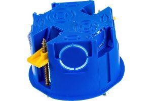 Подрозетник СП 68х71х45 мм с лапками для полых стен, синий, STEKKER EBX20-02-2