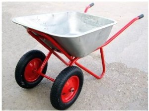 Тачка строительная,110 л, двухколесная, грузоподъемность 200кг, корыто 0,8 мм, колесо 3.25 mm,
