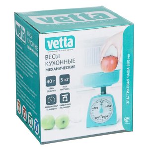 Весы кухонные VETTA 2л механические с пластиковой чашей 487-003