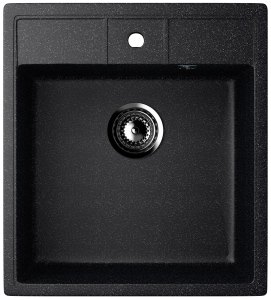 Мойка композит.Ulgran U-406 КВАДРАТНАЯ 308 черный 450*500*210  с сифоном