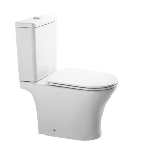 Унитаз-компакт EG301T безободковый круговой смыв, сиденье тонкое ДП, крепления, арматура, горизонт. 