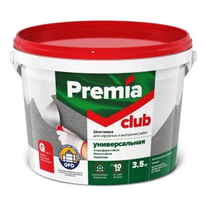 Шпатлевка PREMIA CLUB универсальная для наружных и внутренних работ, ведро 3,5 кг