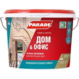 Краска акрил. PARADE W4 Дом & Офис база С 9л Россия