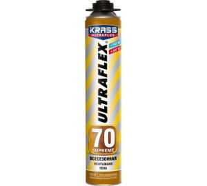 Пена монт KRASS ULTRAFLEX 70 Supreme Пистолетная Всесезонная 0,89л Россия