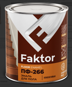 Эмаль FAKTOR ПФ-266 для пола красно-коричневая, банка 0,8 кг