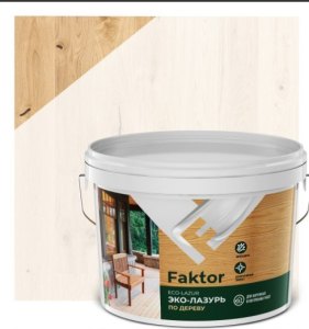 Эко-лазурь FAKTOR для древесины беленый дуб, ведро 9 кг