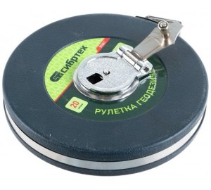 Рулетка землемерная 20м х 13мм фиберглассовая лента закрытый корпус Сибртех