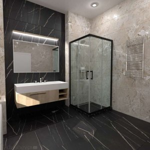 Душевая ширма Фикс-Блэк 90*90, квадрат (2 места)