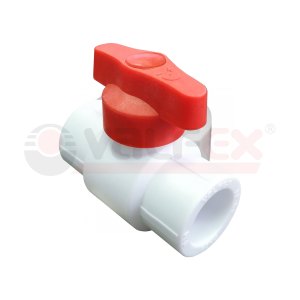 Кран шар. 25 полупроходной с красной ручкой (Valfex)