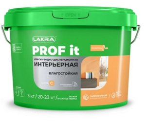 Краска акриловая интерьерная влагостойкая Лакра PROF IT База С 3 кг