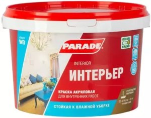 Краска акриловая PARADE W3 Интерьер База А 2,5л