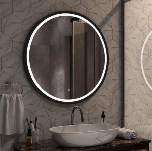 Зеркало Style Black LED  d=800 c бесконтакт. сенсором, корпус мдф  ЗЛП 4322