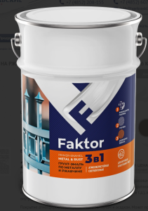 Грунт-эмаль FAKTOR на ржавчину 3 в 1 графитовая серая RAL 7024, банка 6 кг