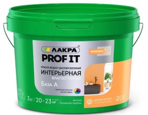 Краска акриловая интерьерная влагостойкая Лакра PROF IT База А 3 кг
