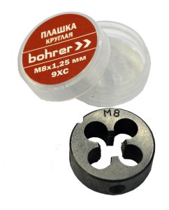 Плашка Bohrer круглая  М4,0 х 0,7 мм метрическая (сталь 9ХС) (1 шт в пластиковой упаковке)