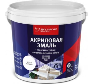 Эмаль ЯРОСЛАВСКИЕ КРАСКИ универсальная акриловая белая матовая, ведро 2,5 кг